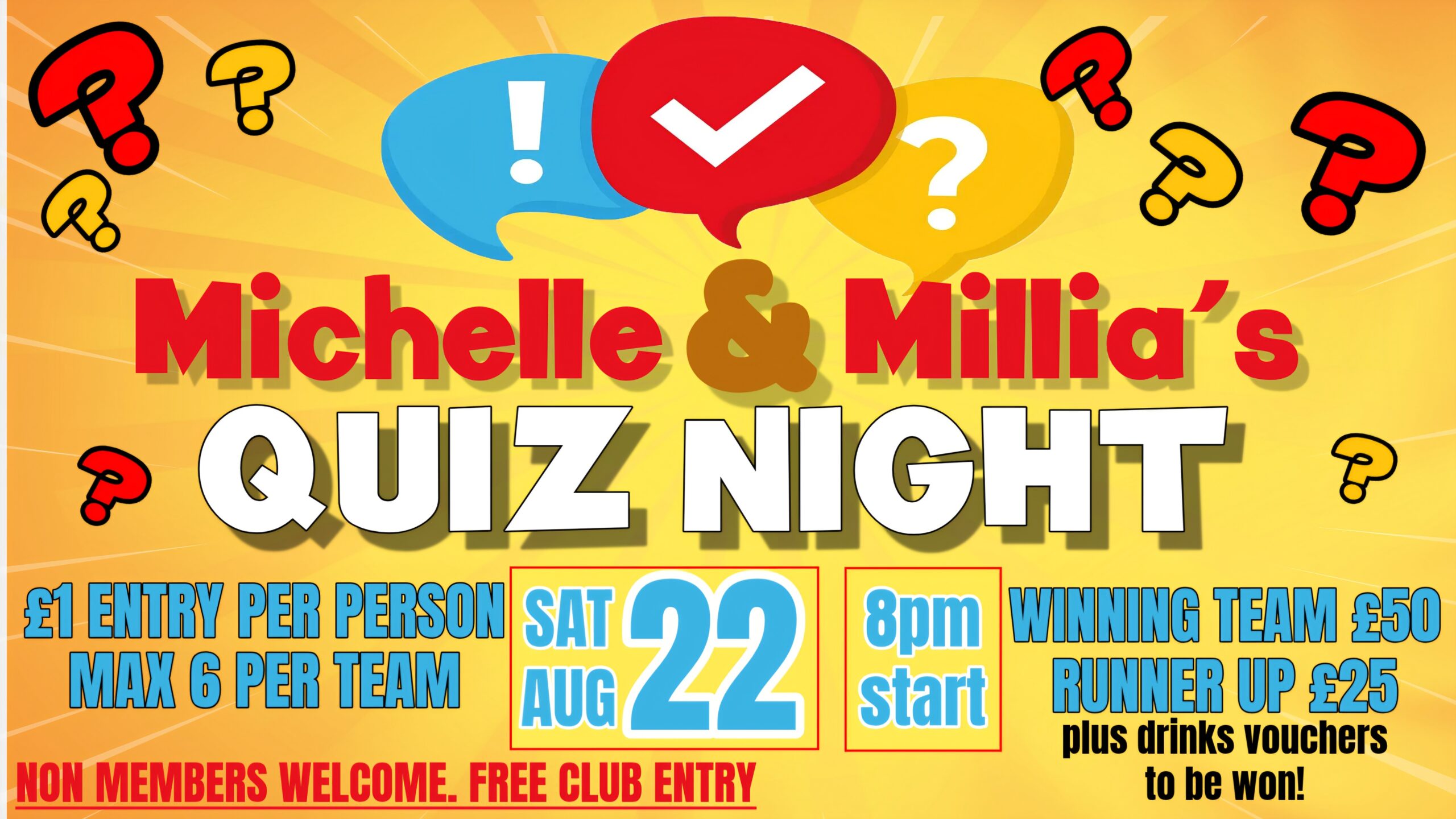 Michelle Milla’s Quiz Night Saturday 28th